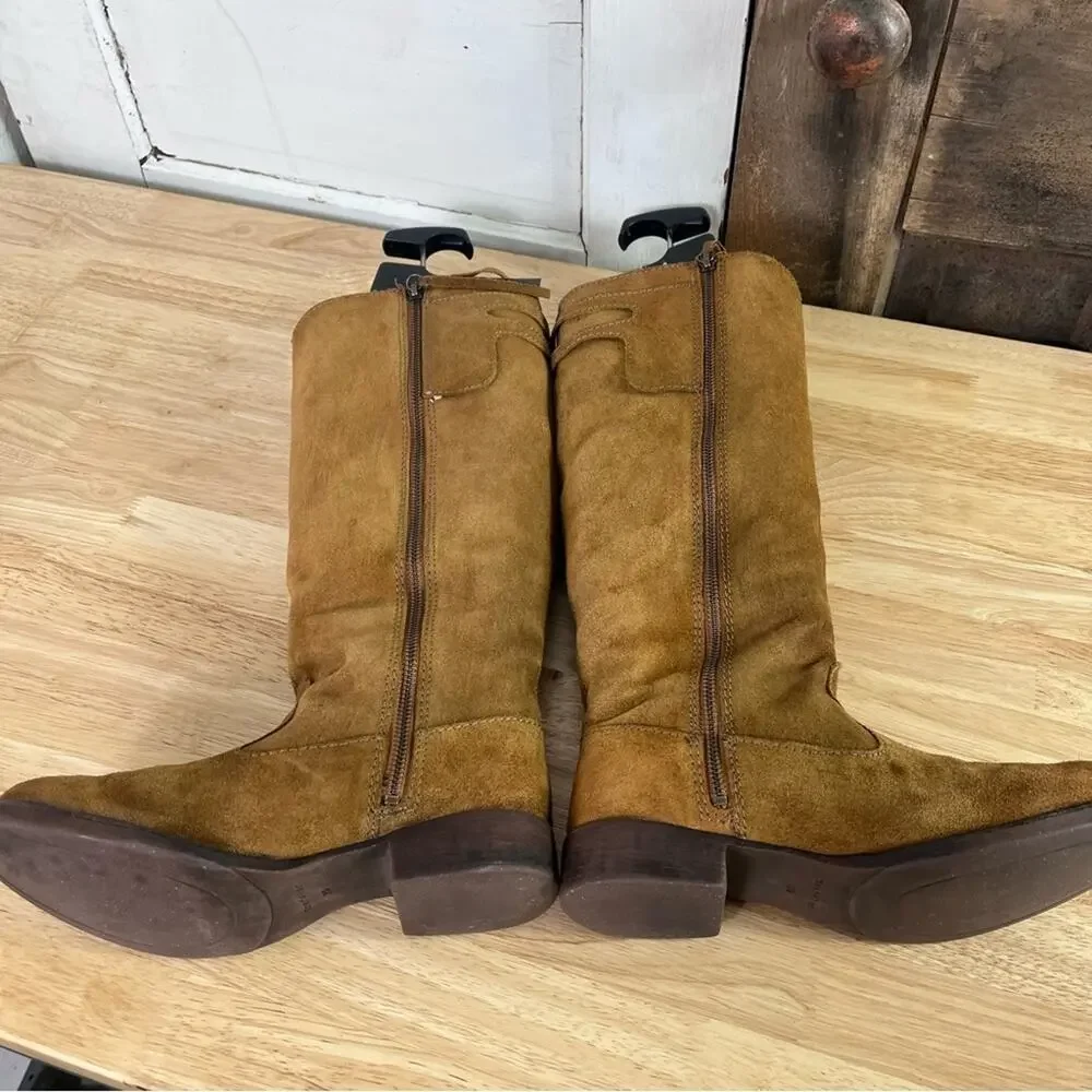 Zara Trafaluc Boots Womens 39 Below Knee Suede Tall Winter